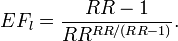 EF_l = \frac{RR - 1}{RR^{RR/(RR-1)}}.